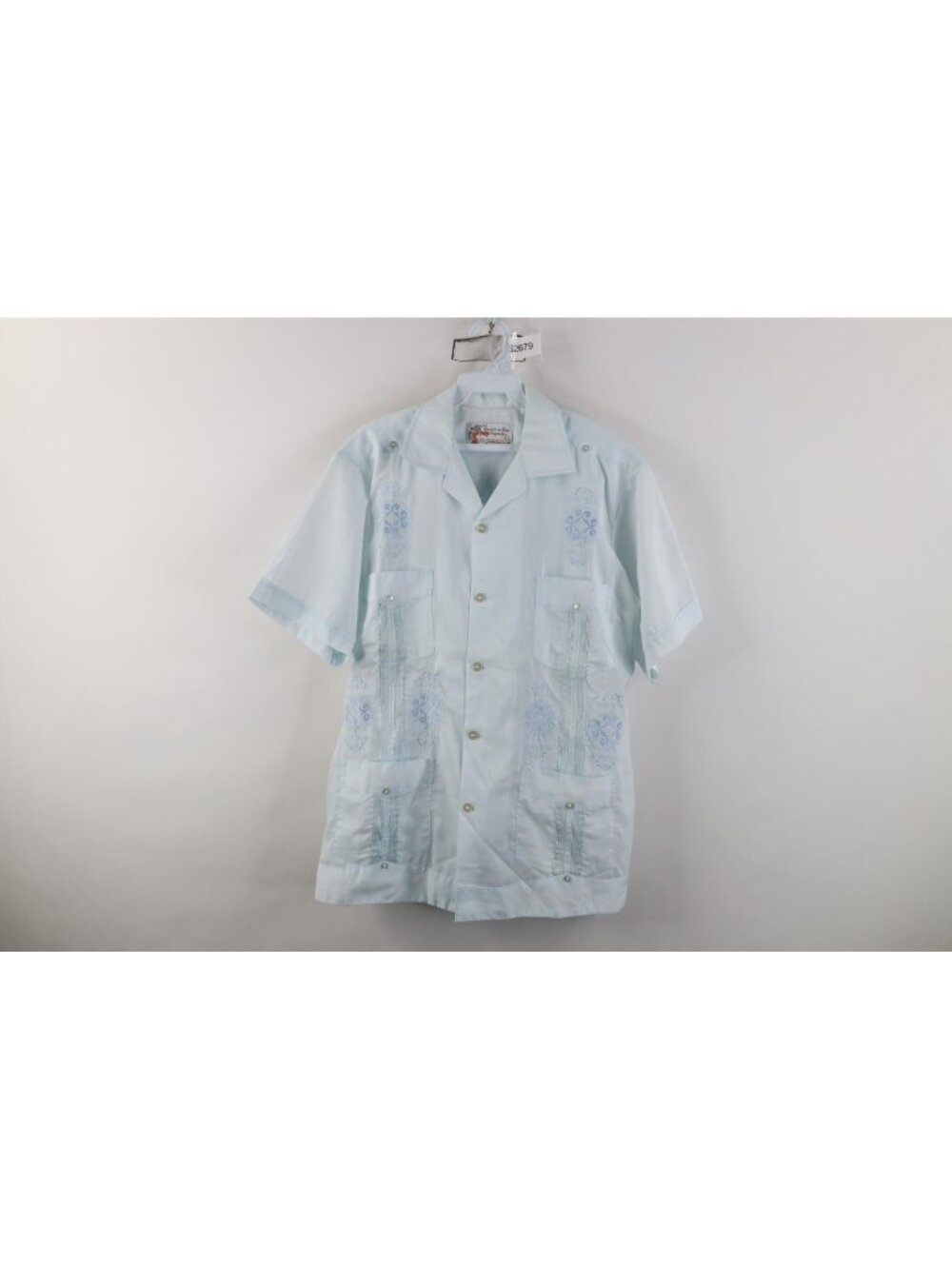 Vintage 70s Rockabilly Mens Large Guayabera Beach Wedding Collared Button Shirt